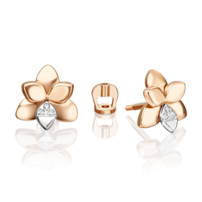 Серьги-пусеты из комбинированного золота с бриллиантами 02-4995-00-101-1111