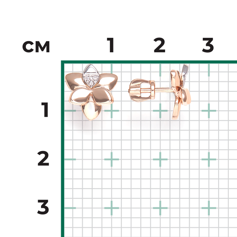 Серьги-пусеты из комбинированного золота с бриллиантами 02-4995-00-101-1111