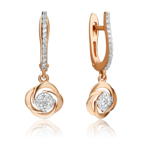 Серьги с английским замком из красного золота с бриллиантами 02-0938-00-101-1110-30