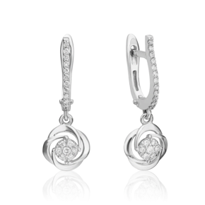 Серьги с английским замком из белого золота с бриллиантами 02-0938-00-101-1120-30