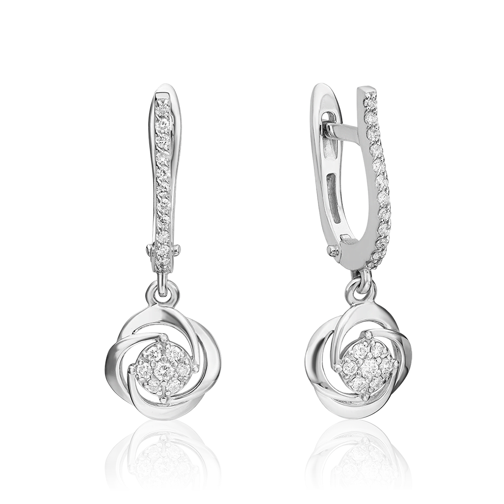 Серьги с английским замком из белого золота с бриллиантами 02-0938-00-101-1120-30