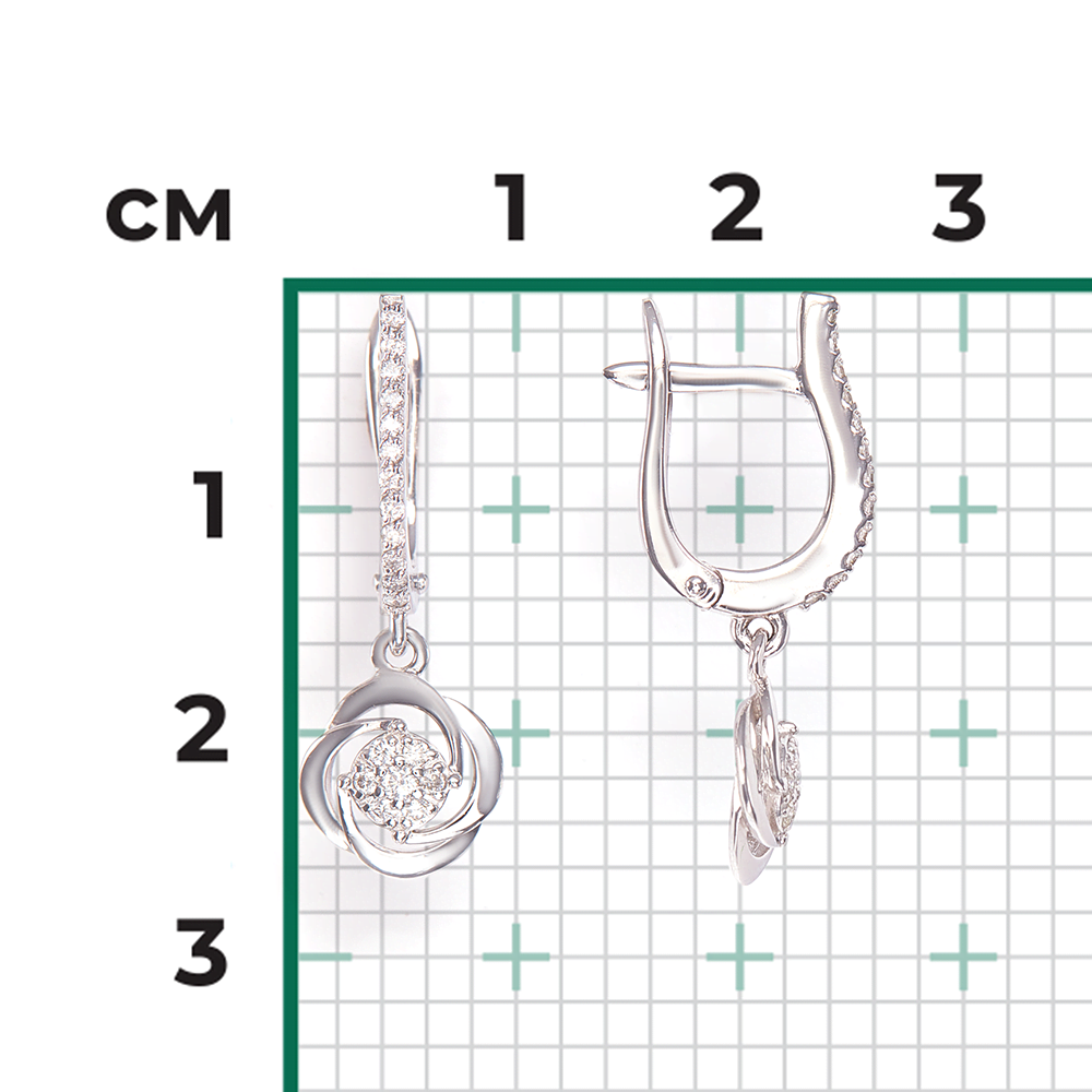 Серьги с английским замком из белого золота с бриллиантами 02-0938-00-101-1120-30