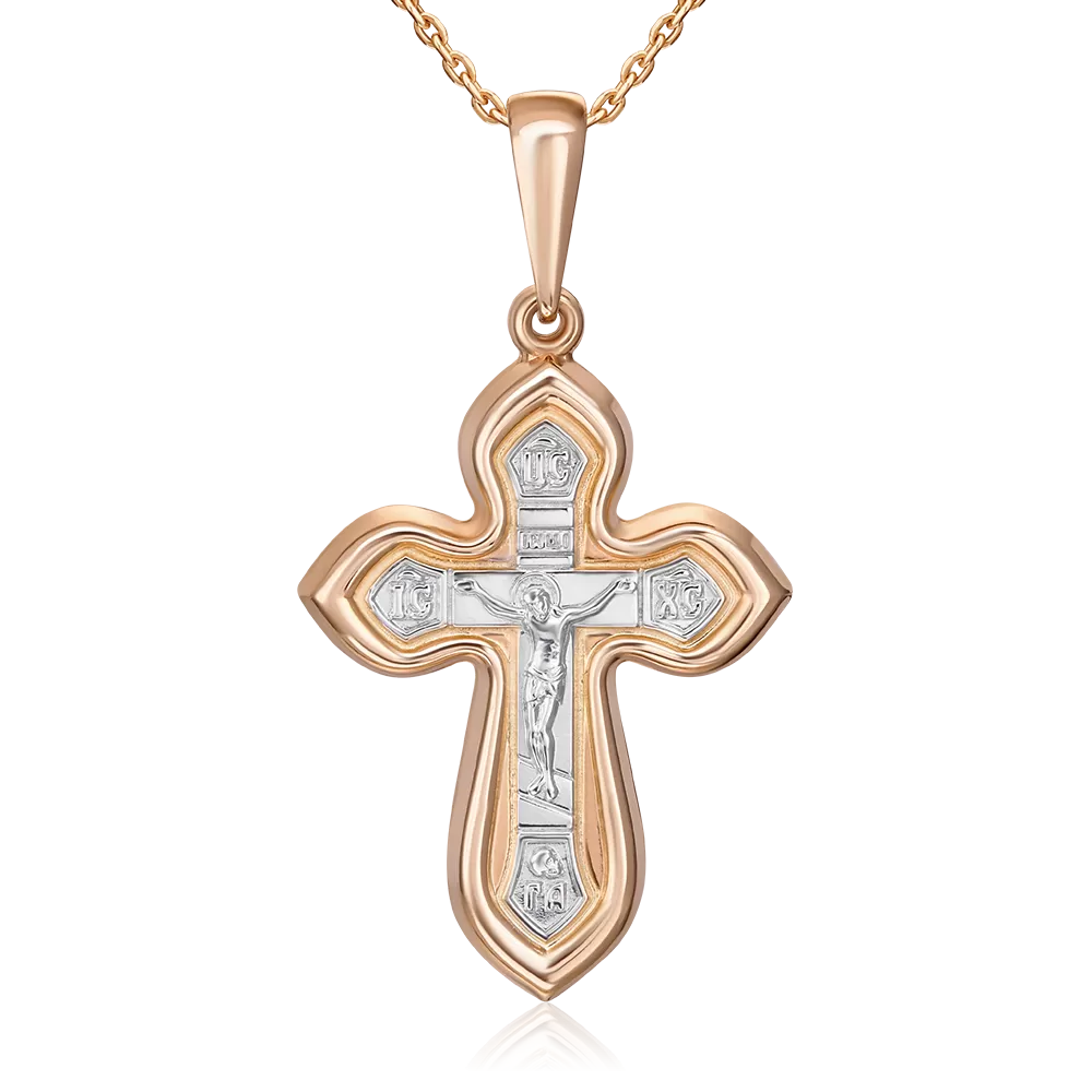 Православный крест из комбинированного золота 03-2216-00-000-1111-42