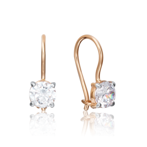 Детские серьги с французским замком из красного золота с фианитом 02-2006-00-401-1110-03