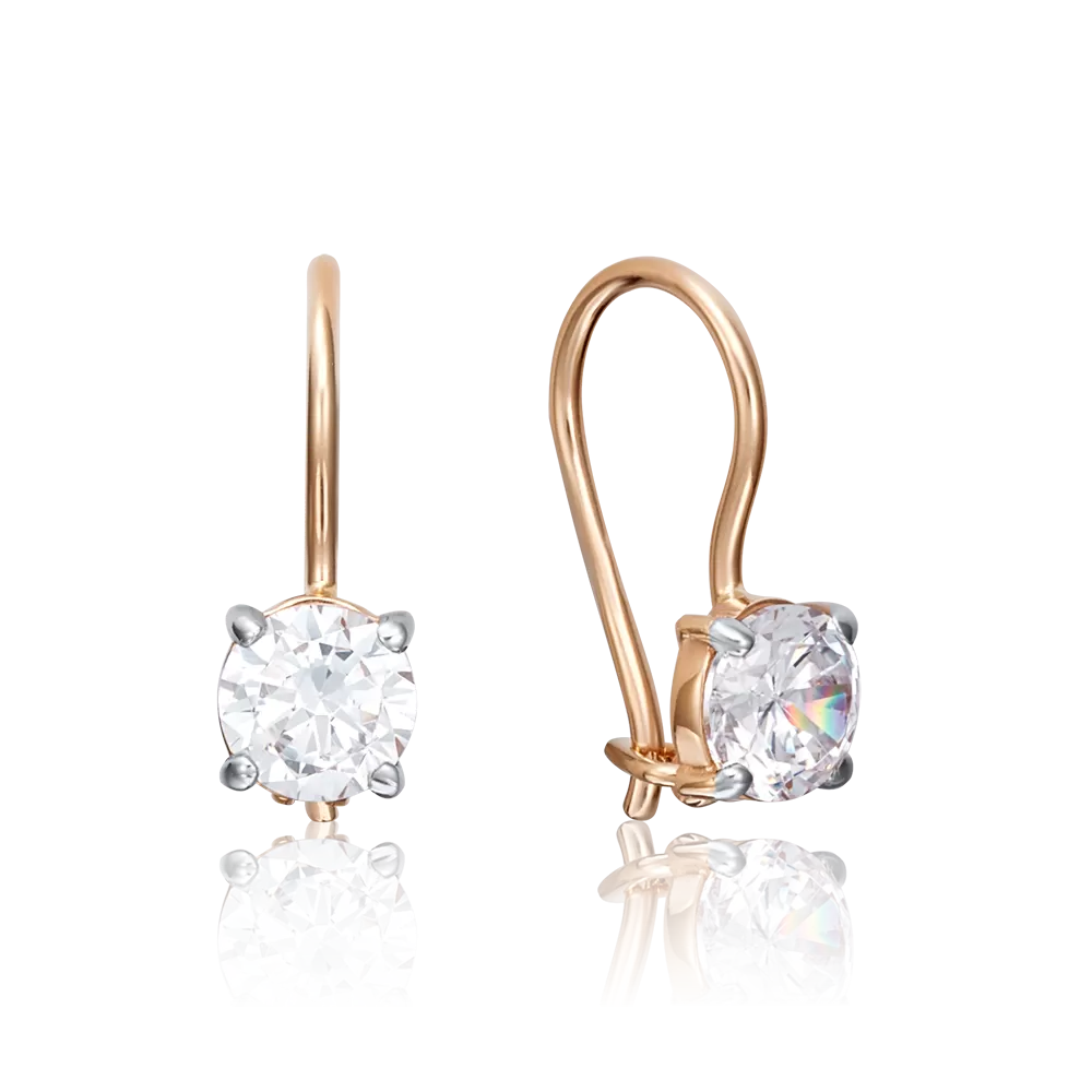 Детские серьги с французским замком из красного золота с фианитом 02-2006-00-401-1110-03