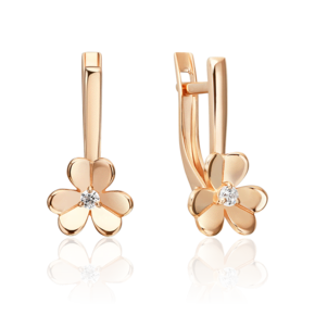 Серьги «Клевер» с английским замком из красного золота 02-5594-00-401-1110