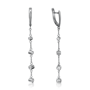 Серьги с английским замком из белого золота с фианитами 02-4288-00-501-1120-38