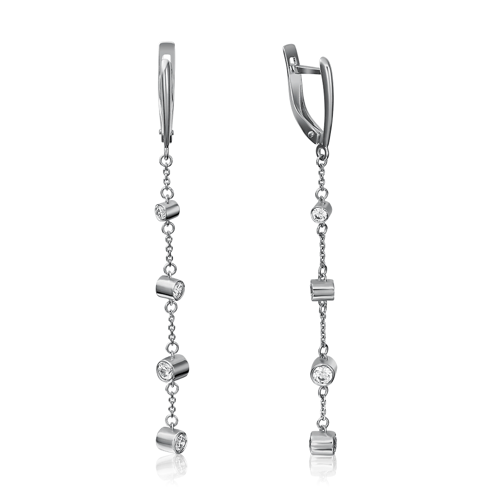 Серьги с английским замком из белого золота с фианитами 02-4288-00-501-1120-38