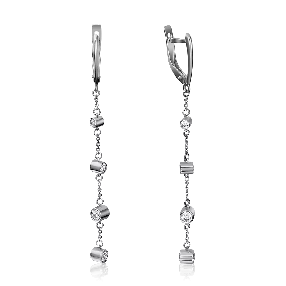 Серьги с английским замком из белого золота с фианитами 02-4288-00-501-1120-38