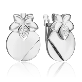 Серьги с английским замком из белого золота с бриллиантами 02-5017-00-101-1120