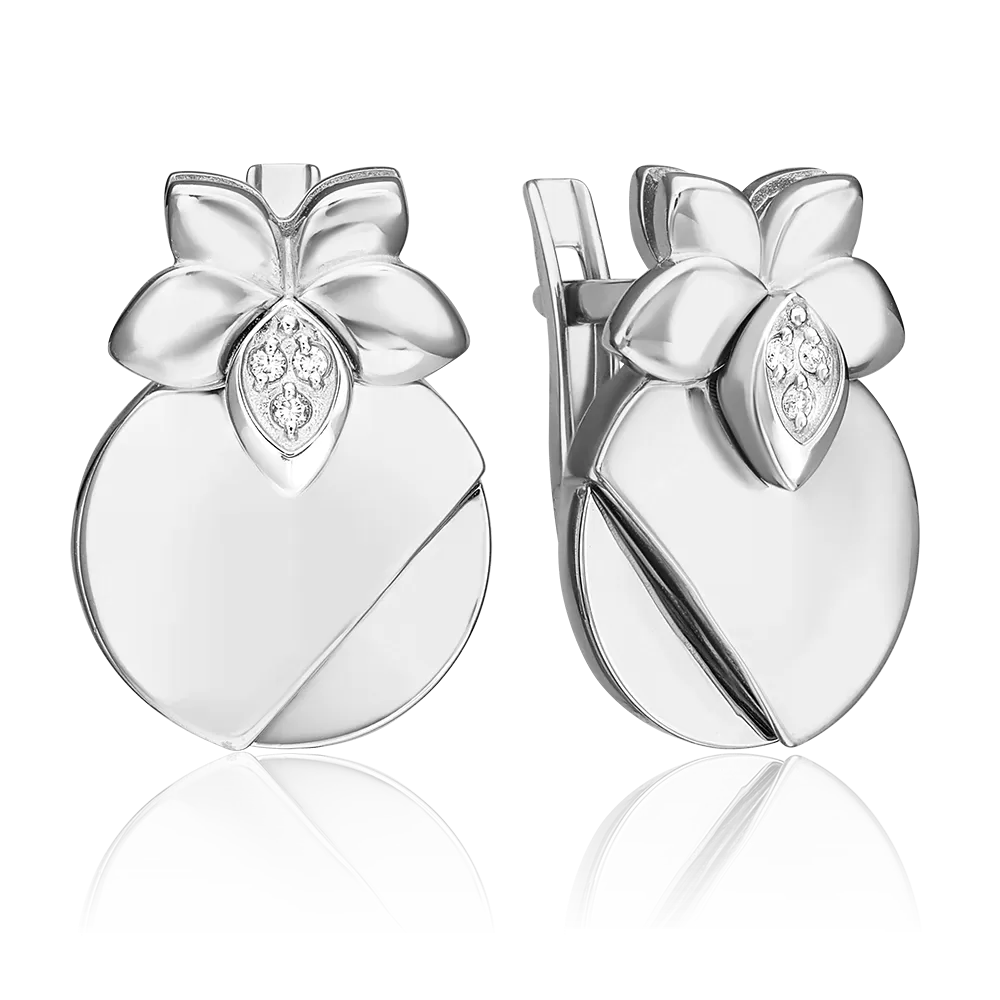 Серьги с английским замком из белого золота с бриллиантами 02-5017-00-101-1120