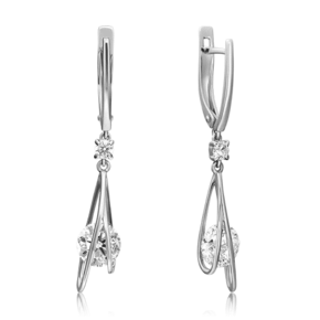 Серьги с английским замком из белого золота с фианитами 02-4564-00-401-1120