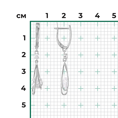 Серьги с английским замком из белого золота с фианитами 02-4564-00-401-1120