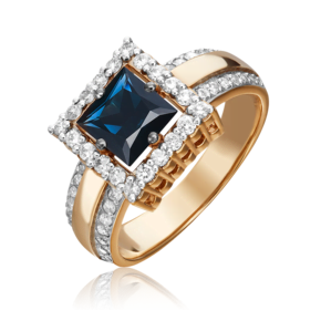 Кольцо из красного золота с сапфиром и бриллиантами