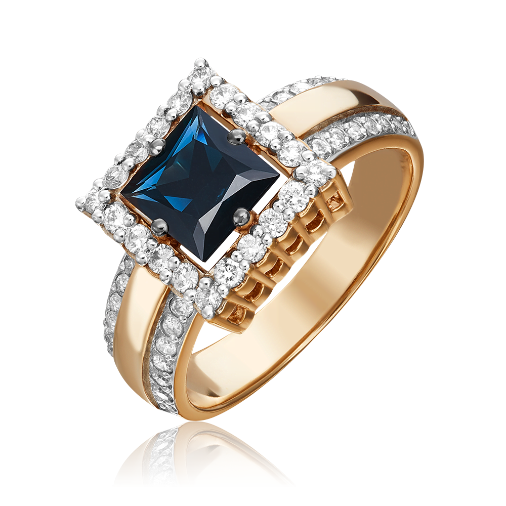 Кольцо из красного золота с сапфиром и бриллиантами 01-1319-00-105-1110-30