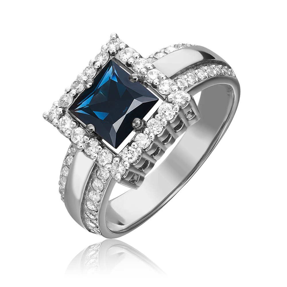 Кольцо из белого золота с сапфиром и бриллиантами 01-1320-00-105-1120-30