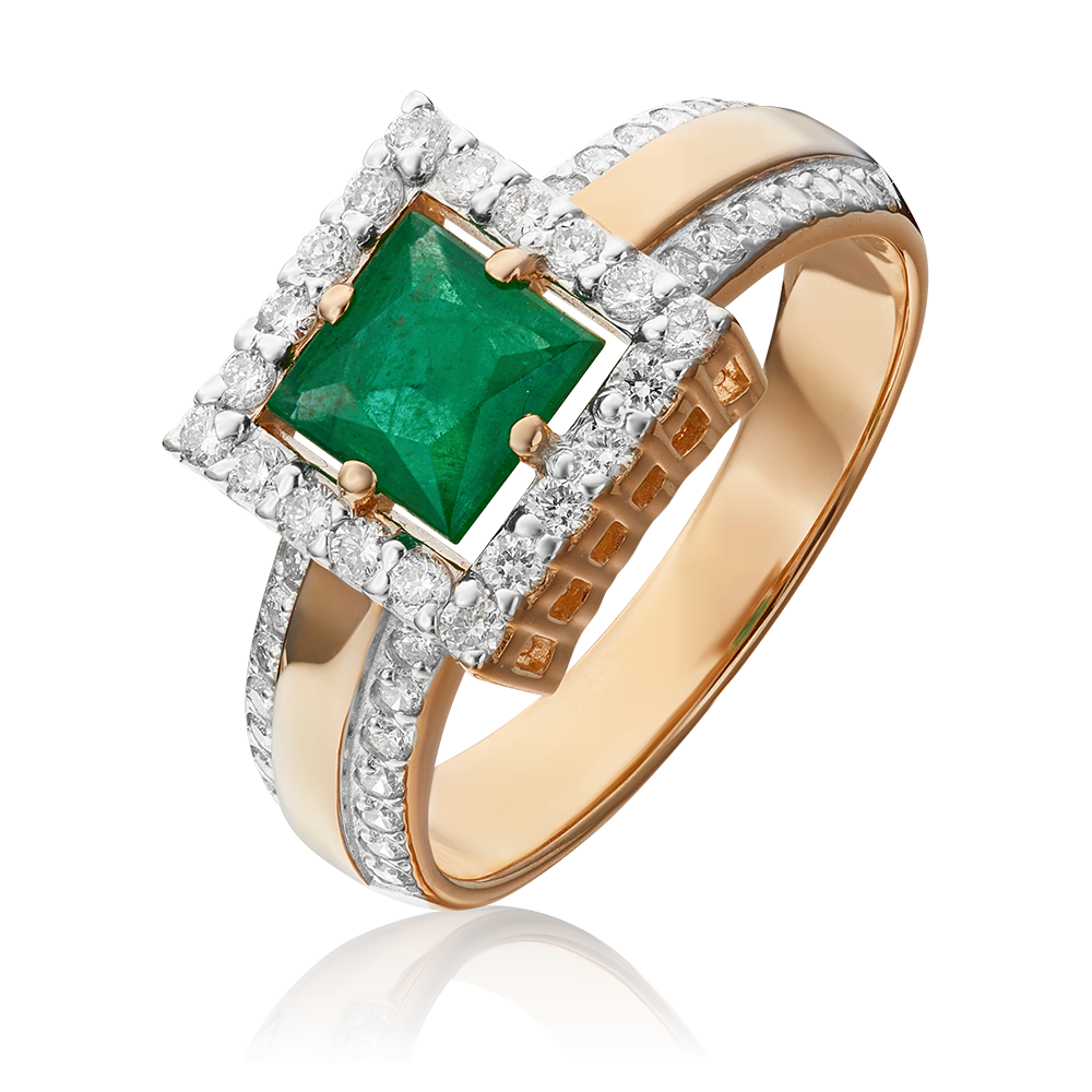 Кольцо из красного золота с изумрудом и бриллиантами 01-1319-00-106-1110-30