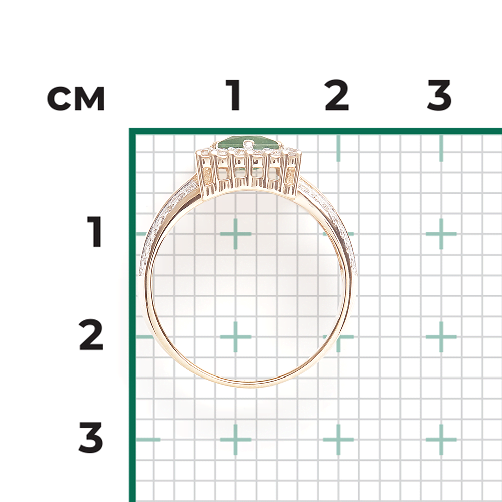 Кольцо из красного золота с изумрудом и бриллиантами 01-1319-00-106-1110-30