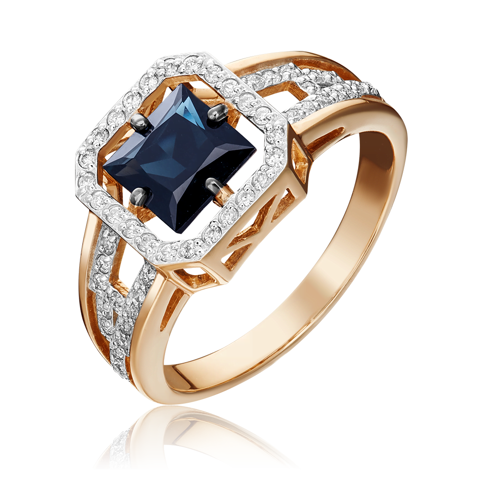 Кольцо из красного золота с сапфиром и бриллиантами 01-1321-00-105-1110-30