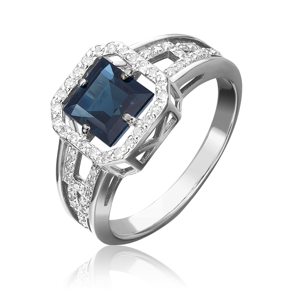 Кольцо из белого золота с сапфиром и бриллиантами 01-1322-00-105-1120-30