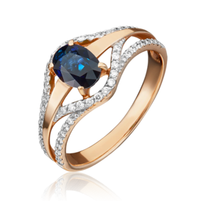 Кольцо из красного золота с сапфиром и бриллиантами 01-1323-00-105-1110-30