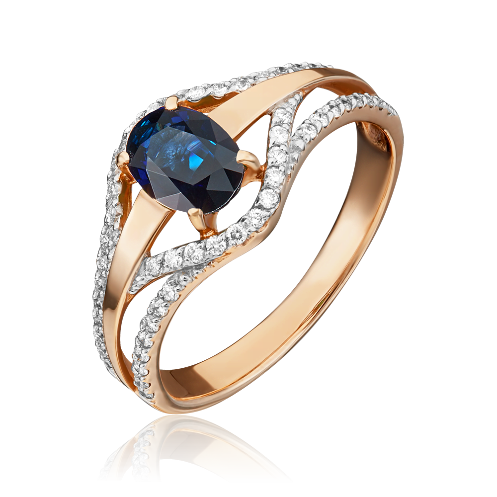 Кольцо из красного золота с сапфиром и бриллиантами 01-1323-00-105-1110-30