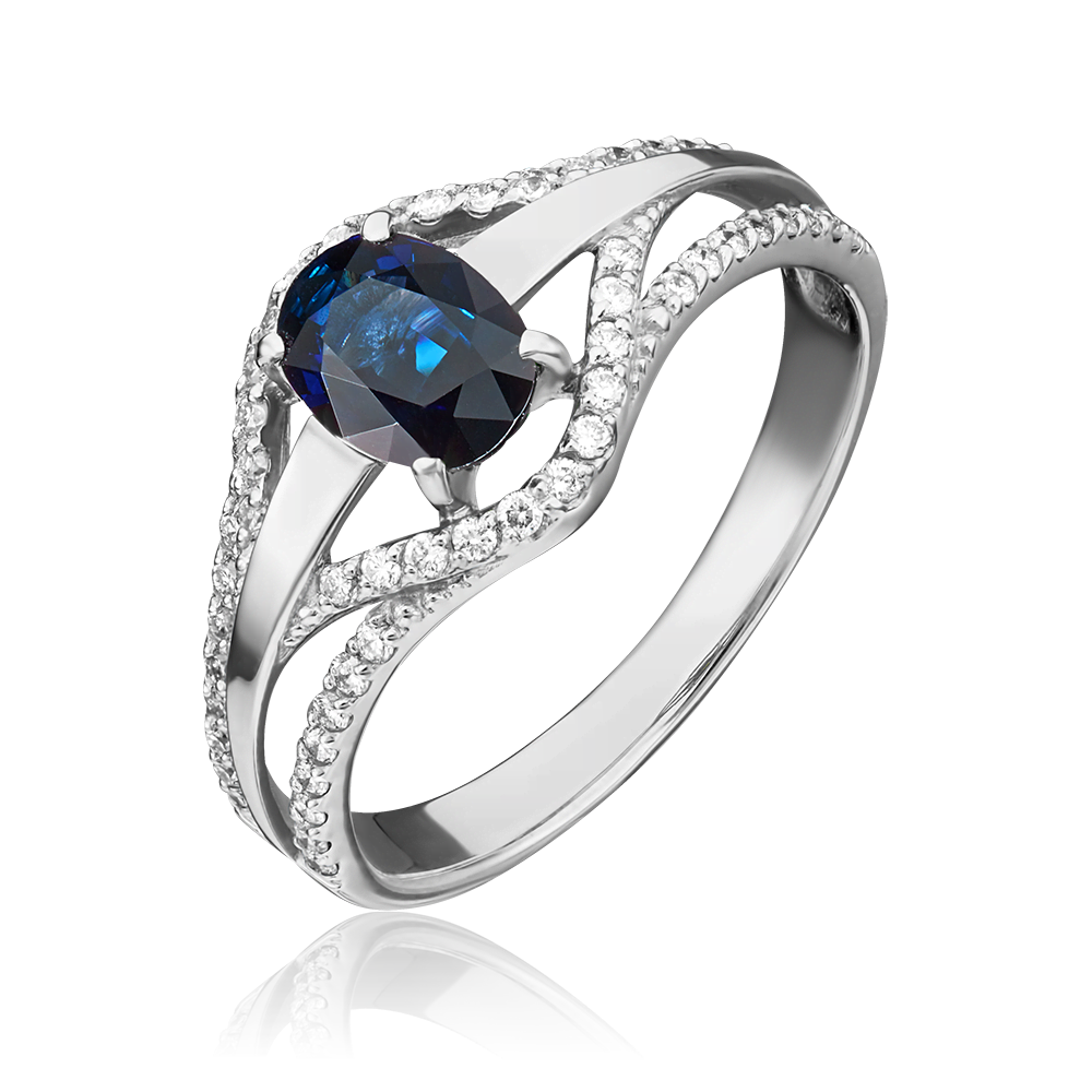 Кольцо из белого золота с сапфиром и бриллиантами 01-1324-00-105-1120-30