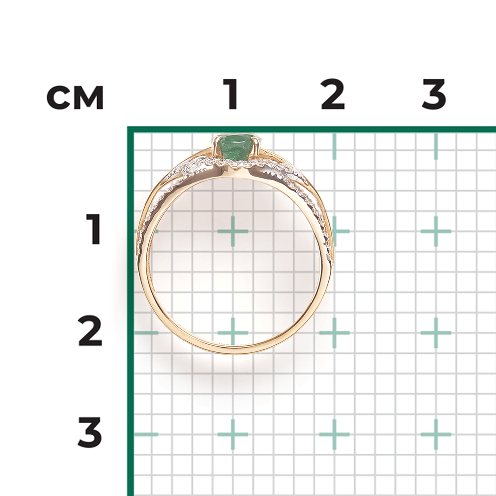 Кольцо из красного золота с изумрудом и бриллиантами 01-1323-00-106-1110-30