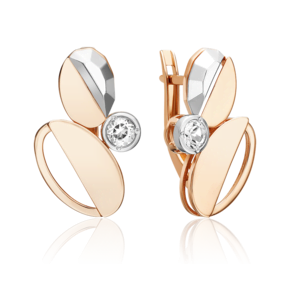 Серьги с английским замком из комбинированного золота с натуральным топазом white 02-5034-00-201-1111