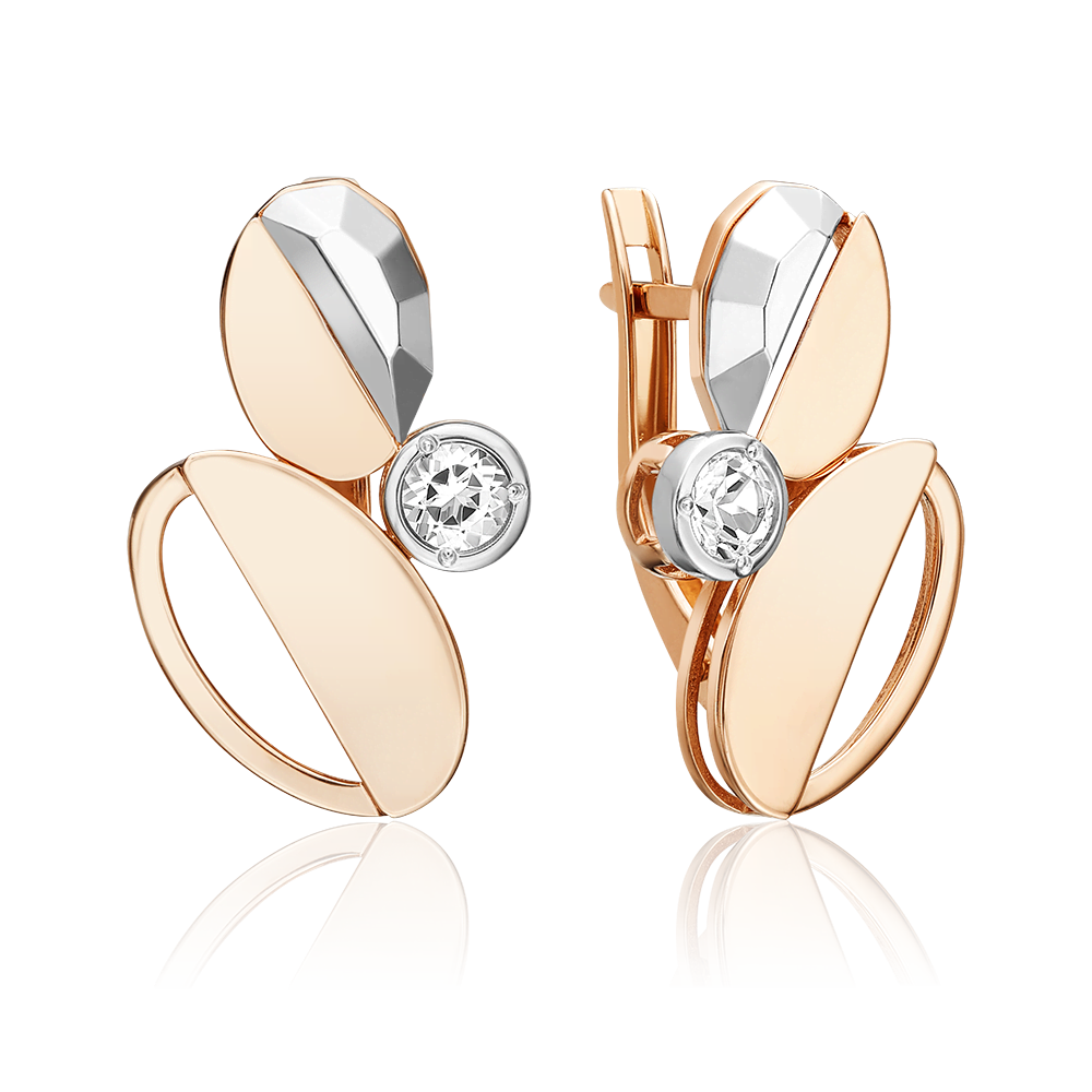 Серьги с английским замком из комбинированного золота с натуральным топазом white 02-5034-00-201-1111