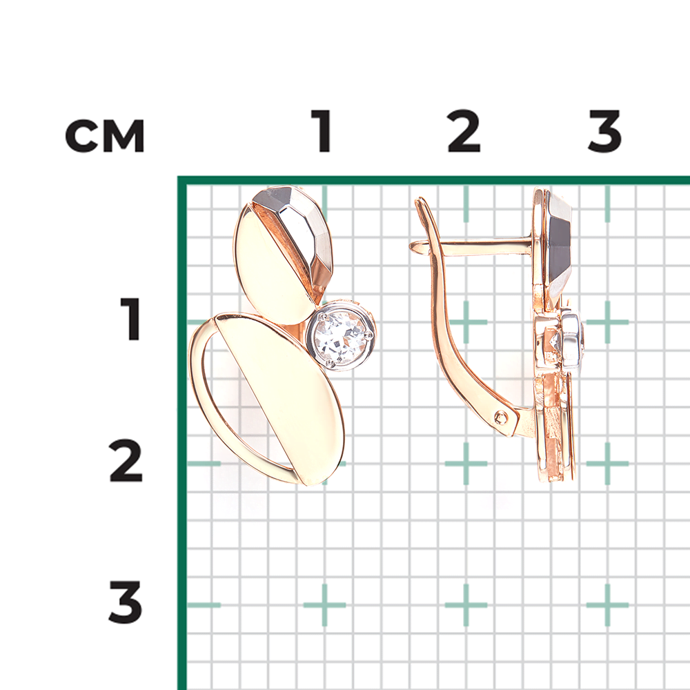 Серьги с английским замком из комбинированного золота с натуральным топазом white 02-5034-00-201-1111