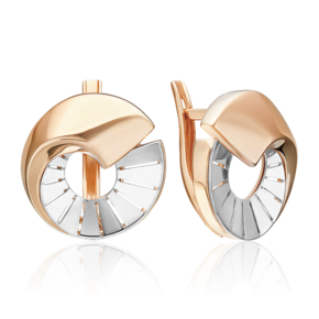 Серьги с английским замком из комбинированного золота 02-5379-00-000-1111