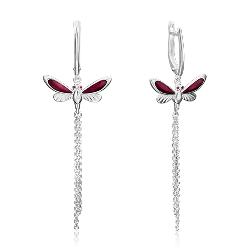 Серьги «Стрекозы» с английским замком из серебра с эмалью 02-4670-02-000-0200-71