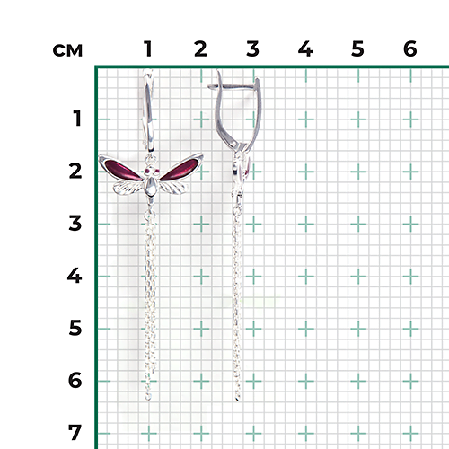 Серьги «Стрекозы» с английским замком из серебра с эмалью 02-4670-02-000-0200-71