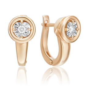 Серьги с английским замком из комбинированного золота с бриллиантом 02-5248-00-101-1111