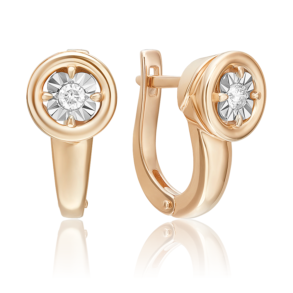 Серьги с английским замком из комбинированного золота с бриллиантом 02-5248-00-101-1111