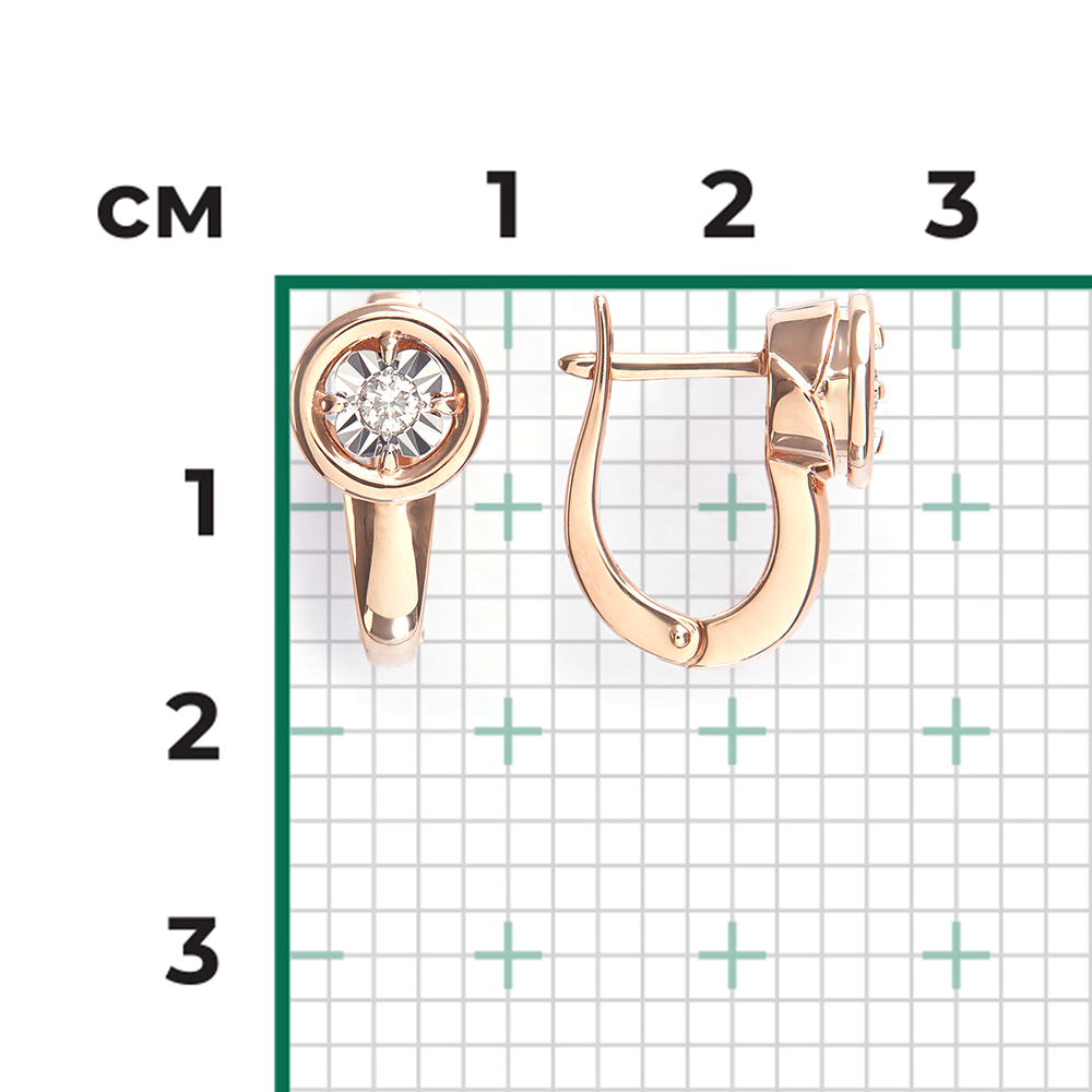 Серьги с английским замком из комбинированного золота с бриллиантом 02-5248-00-101-1111