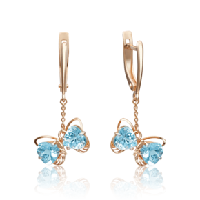 Серьги «Бабочки» с английским замком из красного золота с топазами 02-4193-00-201-1110-57