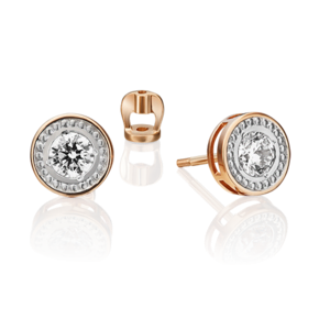Серьги-пусеты из красного золота с фианитом 02-4673-00-401-1110