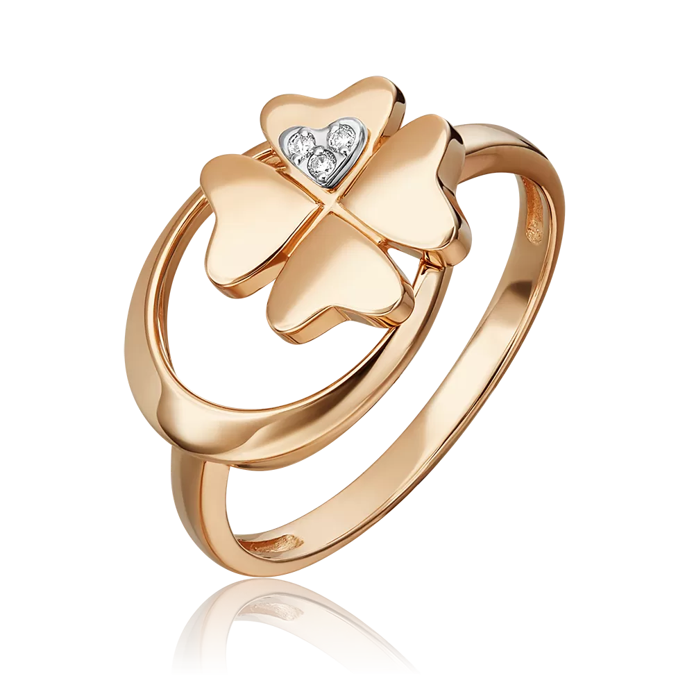 Кольцо «Клевер. Незабываемые моменты» из комбинированного золота с бриллиантами 01-5498-00-101-1111