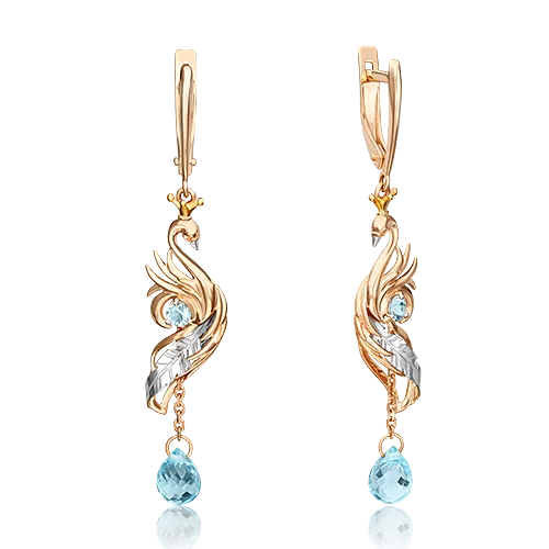 Серьги «Царевна Лебедь» (пожелание любви) из комбинированного золота с топазами 02-4703-00-201-1111-76