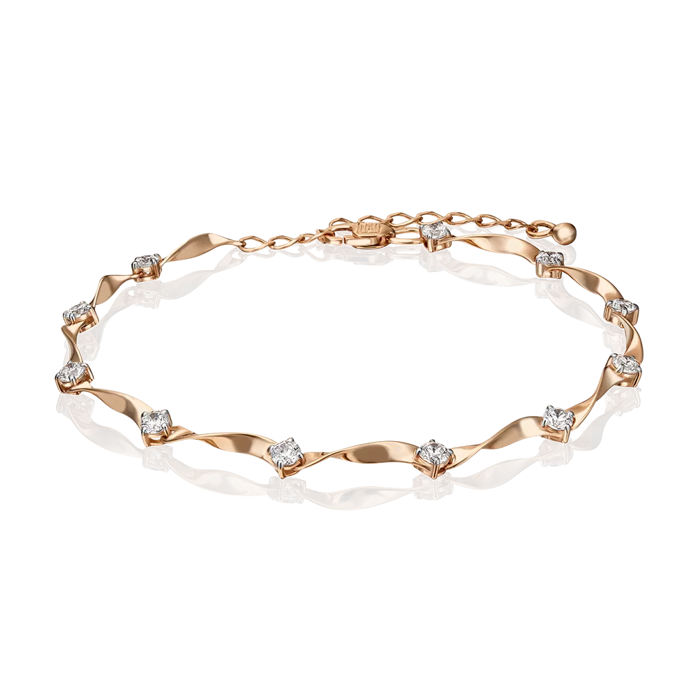 Браслет из красного золота с фианитами 05-0616-00-501-1110-38