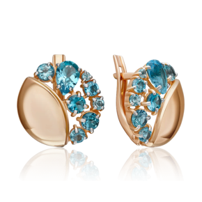 Серьги с английским замком из красного золота с топазами 02-5396-00-201-1110