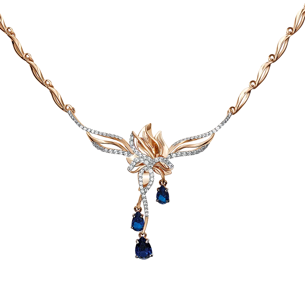 Колье из комбинированного золота с сапфирами и бриллиантами 07-0207-00-105-1111-30