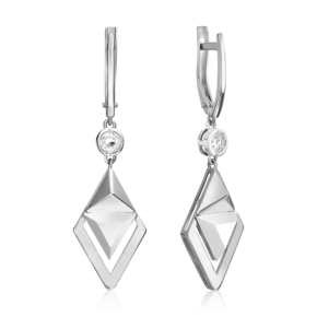 Серьги с английским замком из белого золота с натуральным топазом white 02-5041-00-201-1120