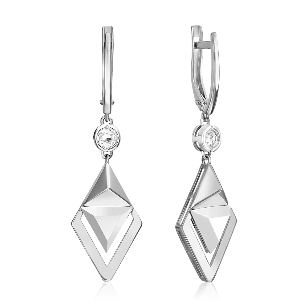 Серьги с английским замком из белого золота с натуральным топазом white 02-5041-00-201-1120