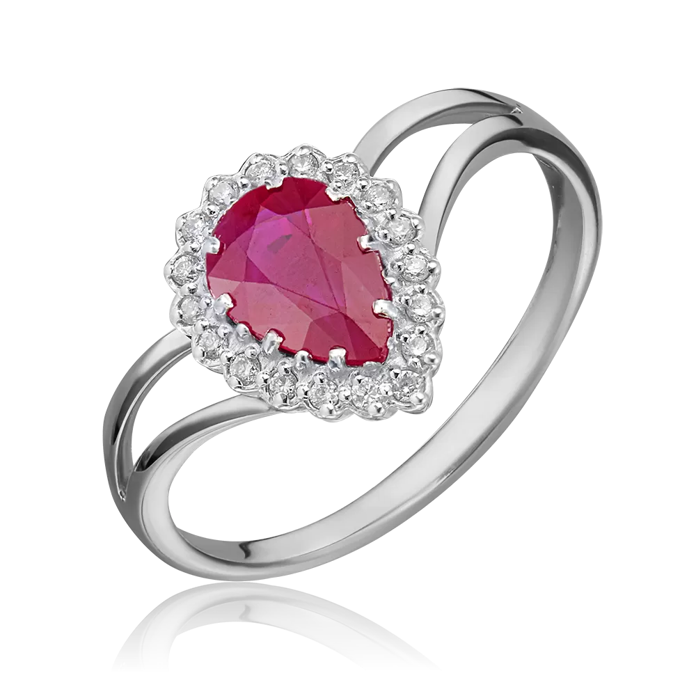 Кольцо из белого золота с рубином и бриллиантами 01-0219-00-107-1120-30