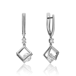 Серьги с английским замком из белого золота с фианитами 02-4574-00-401-1120