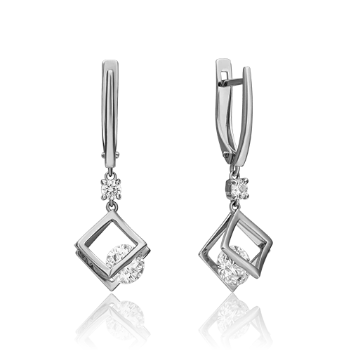 Серьги с английским замком из белого золота с фианитами 02-4574-00-401-1120