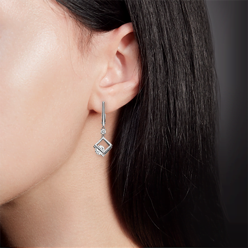 Серьги с английским замком из белого золота с фианитами 02-4574-00-401-1120